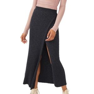 Free People Black Ribbed Maxi Skirt